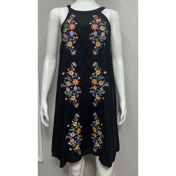 Savanna Jane Halter Dress Medium Sleeveless  Embroidered Multicolor Vacation - Picture 1 of 7